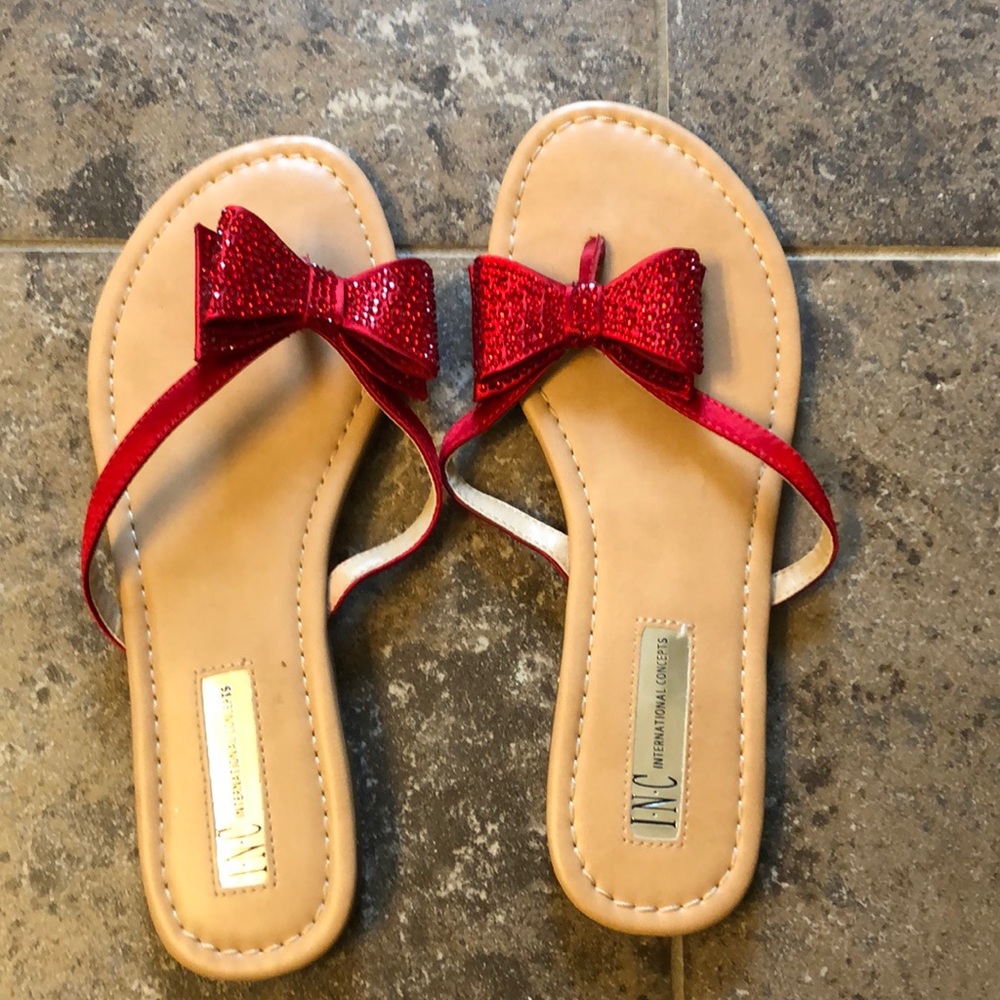 Red Rhinestone Bow Flip Flops!